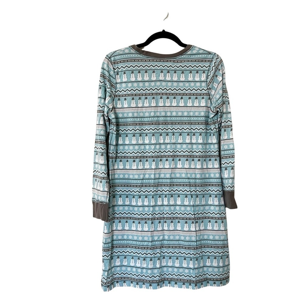 LAZY ONE Pajama Long Sleeve Shirt Nordic Snowman Christmas Print Light Blue S/M - Picture 3 of 5